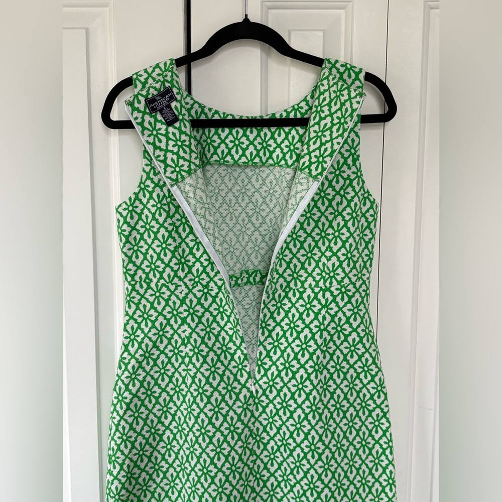 American Living Green & White Geometric Floral Sheath Dress - Size 8 - Picture 10 of 16